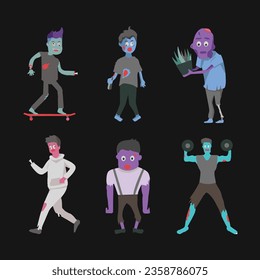 zombie set cartoon vector illustration