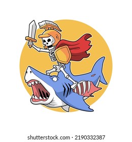 zombie shark illustration vector design