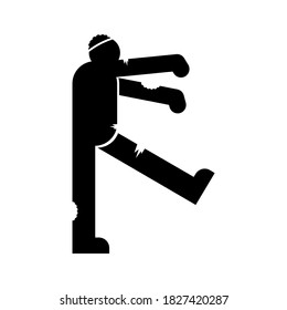 Zombie sign icon isolated. Dead man monster walks symbol
