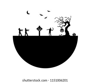 zombie silhouette, black silhouette vector on a white background