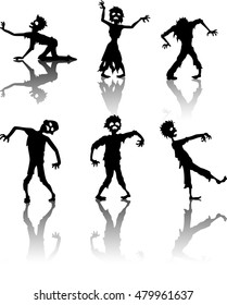 Zombie silhouette collection set