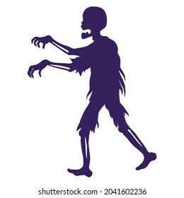 Zombie silhouette. Traditional Halloween symbol and decorative element. Vector cartoon isolated illustration.