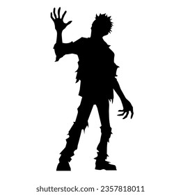 Zombie silhouette. Walking dead silhouette. Halloween flat vector Illustration for decorations