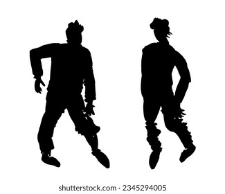 Silhouettes zombies.Variedad de muertos caminando, monstruos nocturnos, brotes agresivos de descomposición de seres humanos. La gente resucitó después de la muerte y se levantó de las tumbas, habiendo perdido la mente pero con hambre salvaje. Aislado