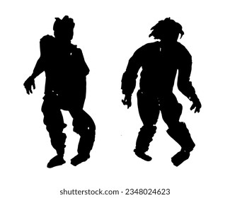 Silhouettes zombies.Variedad de muertos caminando, monstruos nocturnos, brotes agresivos de descomposición de seres humanos. La gente resucitó después de la muerte y se levantó de las tumbas, habiendo perdido la mente pero con hambre salvaje. Aislado