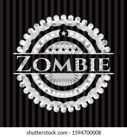 Zombie silvery shiny emblem. Vector Illustration. Mosaic.