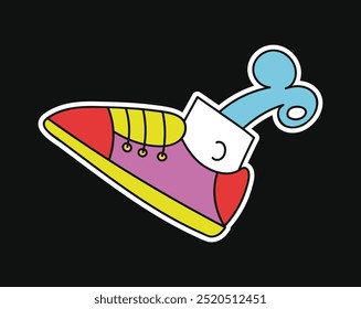 Zombie skeleton psychedelic bone leg isolated concept. Vector flat graphic design isolated illustration