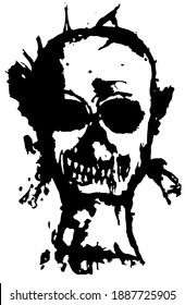 Zombie Skull Face Drawn Black White Stock Vector (Royalty Free ...