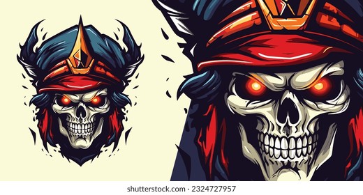 Zombie Skull Face Pirate Logo Mascot: Dynamic Illustration Vector for Sport and E-Sport Teams