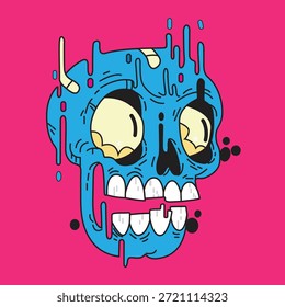 Ilustración vectorial de cabeza de cráneo zombi