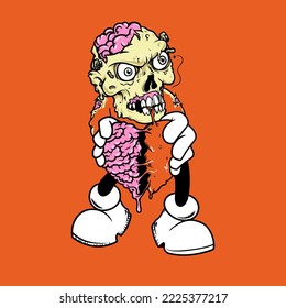 Zombie Skull Heart Vector Illustration