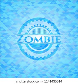 Zombie sky blue emblem. Mosaic background