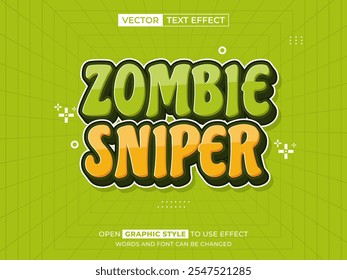 zombie sniper texto editável, efeito de fonte, texto 3d para título