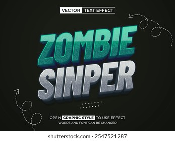 zombie sniper texto editável, efeito de fonte, texto 3d para título