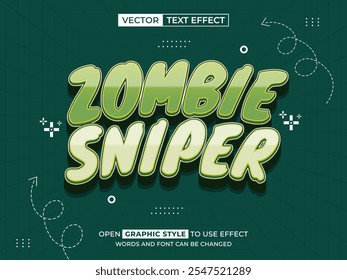 zombie sniper texto editável, efeito de fonte, texto 3d para título