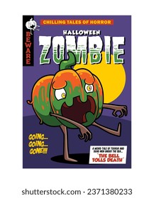 ZOMBIE. Spooky Halloween Cartoon Character Illustration.