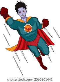 Zombie In Superhero Outfit Flying Halloween Vector