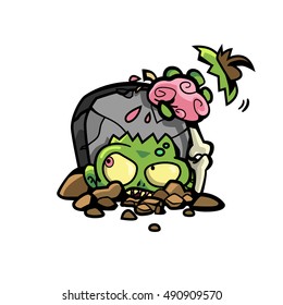 zombie taking his brain on halloween