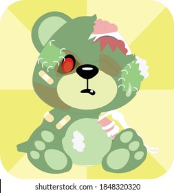 Zombie Teddy Bear Vector Icon