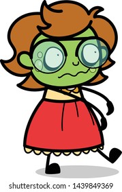 Zombie - Teenager Cartoon Intelligent Girl Vector Illustration