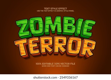 Zombie Terror cartoon Editable text Effect 3D Game Style