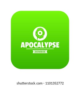 Zombie terror icon green vector isolated on white background