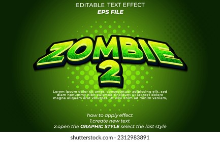  zombie text effect, font editable, typography, 3d text 