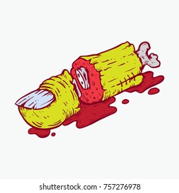 zombie thumb cut hand drawing colored