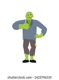 Zombie thumbs up and winks. Living Dead happy emotions avatar. Undead Vector illustration