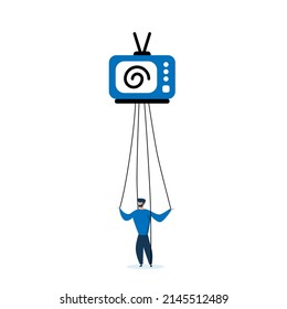 Zombie TV manipulate man abstract illustration