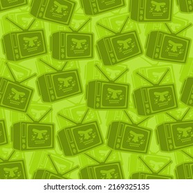 Zombie TV pattern seamless. Zombi televisor background. brainwashing concept. Vector texture