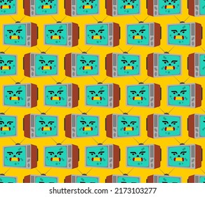 Zombie TV pattern seamless. Zombi televisor background. brainwashing concept. Vector texture