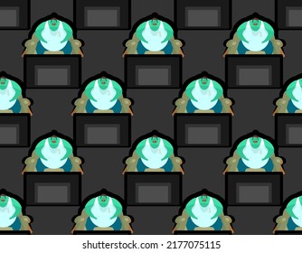 Patrón de TV zombi sin fisuras. Zombi televisor fondo. concepto de lavado de cerebro. Textura vectorial