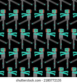 Zombie TV pattern seamless. Zombi televisor background. brainwashing concept. Vector texture