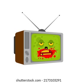 Zombie TV. Zombi televisor. brainwashing concept. Vector illustration