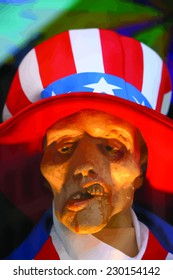 Zombie With Uncle Sam Hat - Vector Portrait