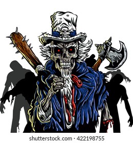 Zombie Uncle Sam Vector Illustration 