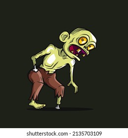 Zombie undead art logo. Colorful design with dark background. Abstract vector illustration. Isolated with navy background for t-shirt, poster, clothing, merch, apparel. 