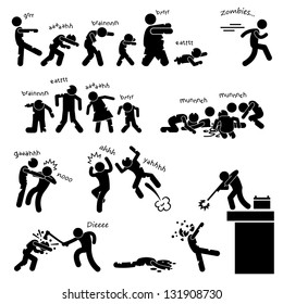 Zombie Undead Attack Apocalypse Survival Defense Outbreak Stick Figure Pictogram Icon