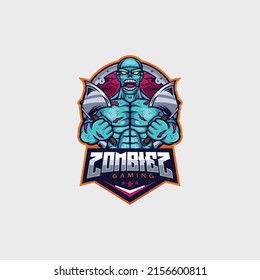 Zombie Undead with axes Mascot Design