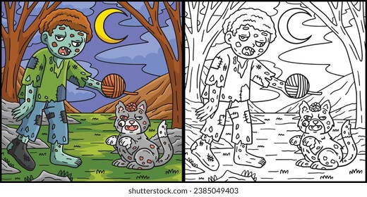 Illustration der Zombie- und untoten Cat-Farbseiten