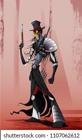 Zombie or vampire hunter. Cartoon vector illustration.