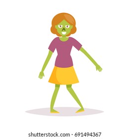 Zombie. Vector. Cartoon. Isolated art on white background. Flat