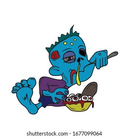 
The zombie vector has eyes from a plate.Halloween. Design for a holiday, banners and postcards.