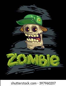 Zombie vector illustration. Sticker art illustration. T-shirt art illustration. Poster vector design.