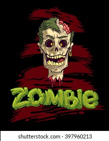 Zombie vector illustration. Sticker art illustration. T-shirt art illustration. Poster vector design. 