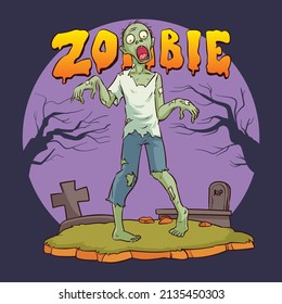 
zombie vector illustration walking forward