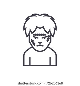 zombie vector line icon, sign, illustration on background, editable strokes