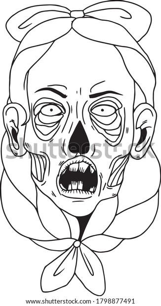 Zombie Vector Tatoo Illustration Sticker: เวกเตอร์สต็อก (ปลอดค่า ...