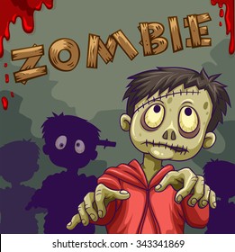 Caminando zombi en ilustración grupal
